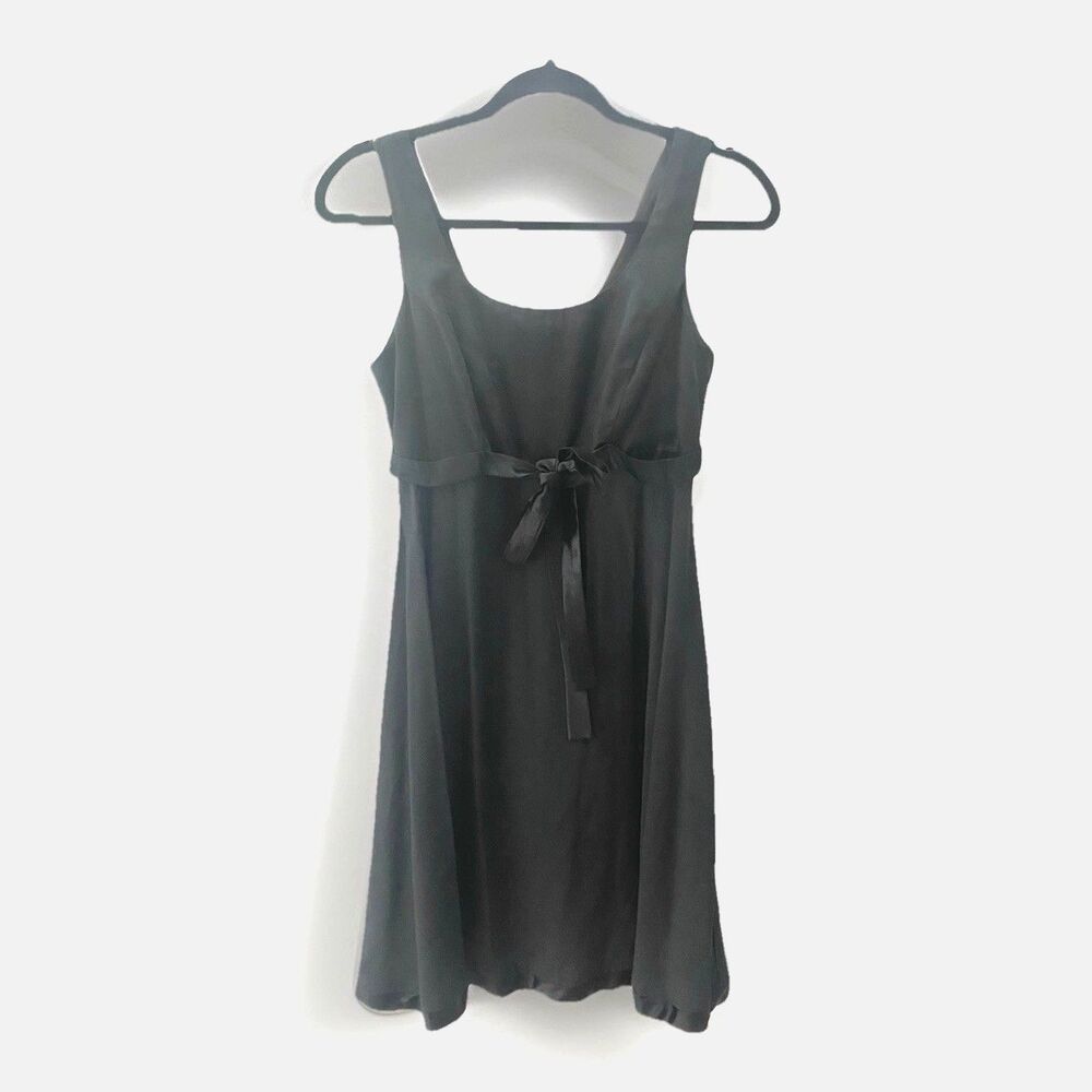 90s Vintage Black Babydoll Dress Empire Waist Mini Bow Coquette Fairy Whimsigoth